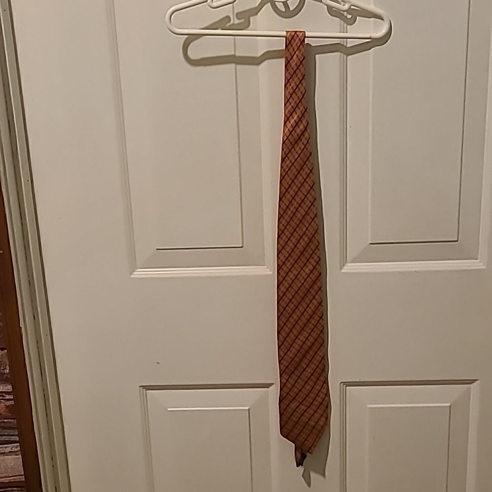 Nautica Orange Diagonal Check Silk Tie